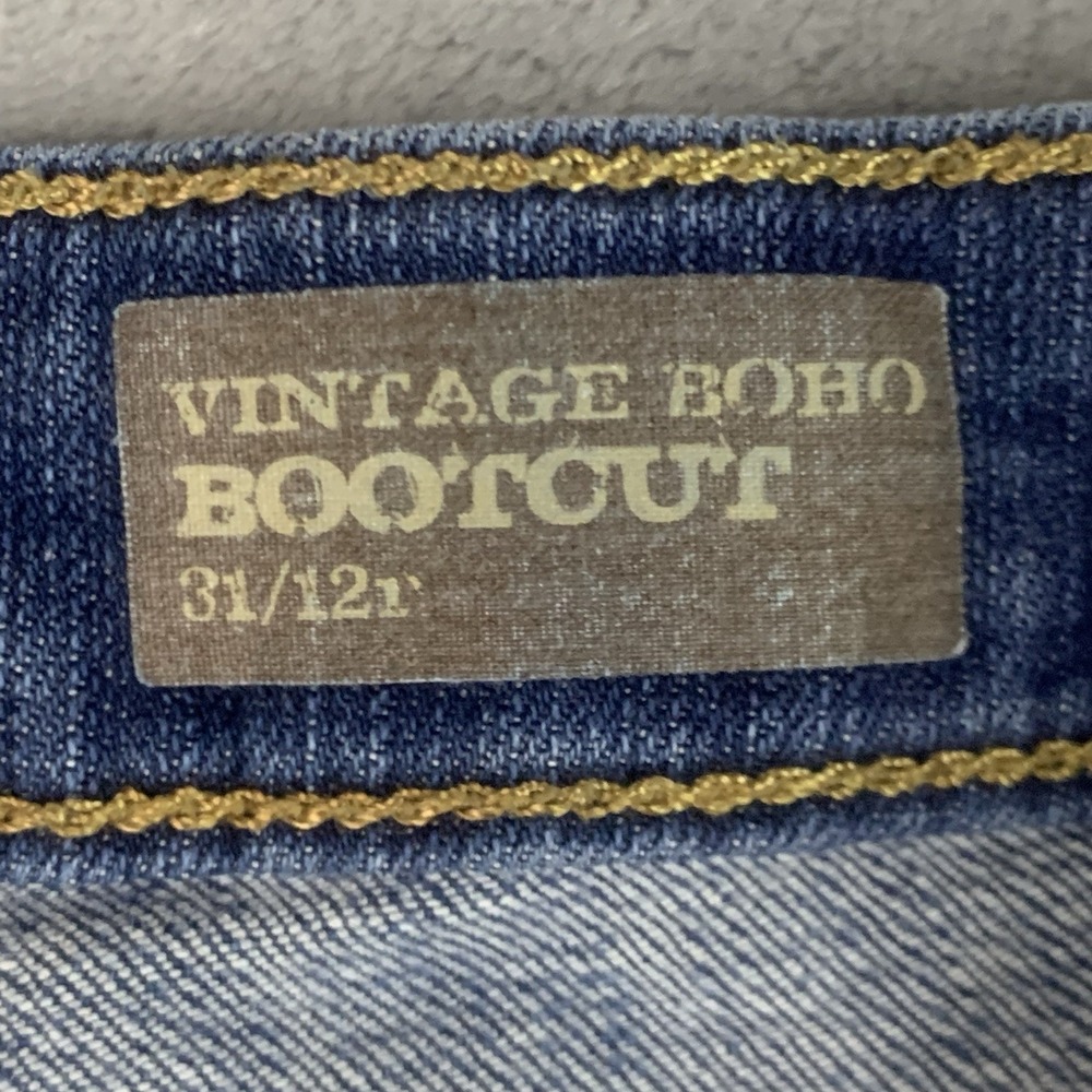 Nine West Vintage America Boho Bootcut Jeans 12/31 Blue Stretch Casual Whiskered - Picture 6 of 14